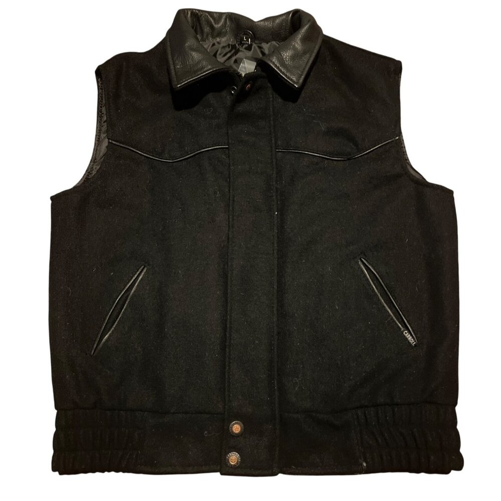 Carroll Original Wear Unisex Gunsmoke Vest Black‎ L Genuine Leather & Wool